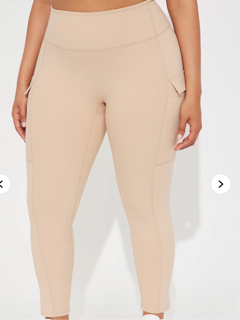 Fashion Nova High-Waist Nude Beige Leggings with Side Pocket - Picture 3 of 5
